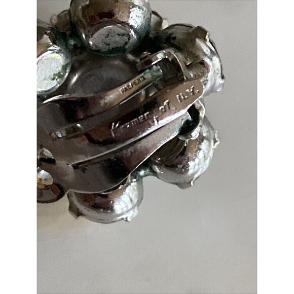 Vintage 1950’s Signed Kramer White & Clear Baguette Necklace & Clip Earrings - Picture 6 of 9